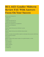 BUL 4421 Gendler Midterm Review FAU With Answers Focus On Your Success