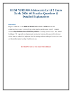 HESI NURS360 Adolescents Level 2 Exam: 60 Q&A with Explanations (2025/2026)