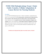 NURS 3366 Pathophysiology Exam Review 2026 – Genetics, Immunity, Cancer & Final Practice Q&A (Global Nursing Students)
