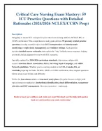 Critical Care Nursing Exam: 59 Practice Questions and Answers (2024/ ...