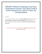 2026/2027 Medical Terminology Final Exam and - DocMerit