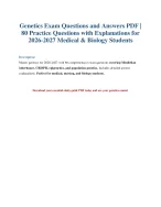 Genetics Exam Questions & Answers PDF 2026-2027