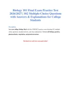 Biology 101 Practice Exam 2026/2027