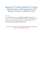 Biology 101 Test Bank 2026/2027 | 73 Practice Questions & Answers