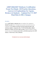 AHIP 2026/2027 Test Bank: 120 Exam Q&As with Answers