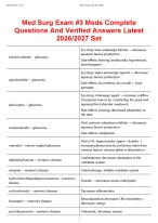 Med Surg Exam#3 Meds Complete Questions And Verified Answers Latest 2026/2027 Set