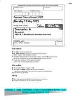EDEXCEL A LEVEL ECONOMICS A (9EC0/01) QUESTION PAPER 1 AND MARK SCHEME ...