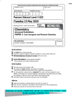 EDEXCEL AS LEVEL CHEMISTRY (8CH0/01) QUESTION PAPER 1 AND MARK SCHEME SUMMER 2025