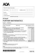 AQA A-level FURTHER MATHEMATICS (7367/3S) Paper 3 and Mark Scheme Summer 2025