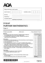 AQA A-level FURTHER MATHEMATICS (7367/2) Paper 2 and Mark Scheme Summer 2025