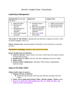 Geriatric Complex Exam 1 Study Guide