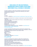 2023-2024 ATI RN MATERNAL NEWBORN PROCTORED 2019 NGN (REVISED FULL EXAM) GRADED A