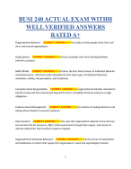 BUSI 240 ACTUAL EXAM WITHH  WELL VERIFIED ANSWERS  RATED A+