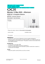 2025 OCR GCSE Computer Science J277/01 Computer Systems Complete Question paper with Marking Scheme