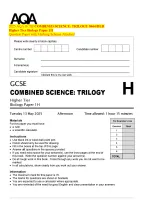 2025 AQA GCSE COMBINED SCIENCE: TRILOGY 8464/B/1H Higher Tier Biology ...