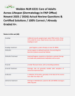 Walden NUR 6531 Care of Adults Across Lifespan (Dermatology in FNP Office) Newest 2025 / 2026)
