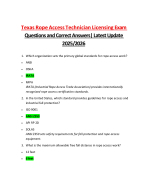 Texas Rope Access Technician Licensing Exam Questions and Correct Answers| Latest Update 2025/2026