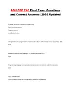 ASU CSE 240 Final Exam Questions and Correct Answers| 2026 Updated