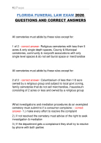 FLORIDA FUNERAL LAW EXAM 2026 QUESTIONS AND CORRECT ANSWERS