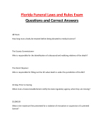 Florida Funeral Laws and Rules Exam Questions and Correct Answers