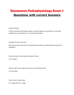 Rasmussen Pathophysiology Exam 1 Questions with correct Answers