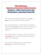 WGU D202 Exam Questions And Correct Detailed Answers  Graded A+ / D202 Human Growth And Development