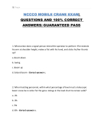 NCCCO MOBILE CRANE EXAM| QUESTIONS AND 100% CORRECT ANSWERS| GUARANTEED PASS