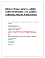 California Precast Concrete Installer Certification Practice Exam Questions And Correct Answers