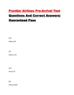 Frontier Airlines Pre-Arrival Test Questions And Correct Answers - DocMerit