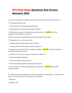 PTU Final Exam Questions And Correct Answers| 2026