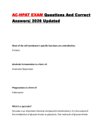 AC-HPAT EXAM Questions And Correct Answers| 2026 Updated| Score 100%