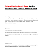 Notary Signing Agent Exam Verified Questions And Correct Answers| 2026
