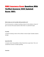 RIBO Insurance Exam Questions With Verified Answers| 2026 Updated| Score 100%