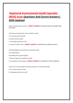 Registered Environmental Health Specialist (REHS) Exam Questions And Correct Answers| 2026 Updated