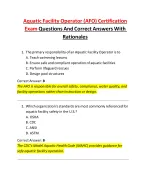 Aquatic Facility Operator (AFO) Certification Exam Questions And Correct Answers With Rationales