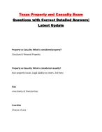 Texas Property and Casualty License Exam Questions with Correct Detailed Answers| Latest Update