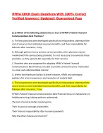 HFMA CRCR Exam Questions With 100% Correct Verified Answers| Updated| Guaranteed Pass