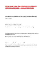 HFMA CRCR EXAM QUESTIONS WITH CORRECT VERIFIED ANSWERS | GUARANTEED PASS