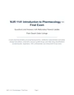 NUR 1141 Introduction to Pharmacology — Final Exam Questions and Answers with Rationales| Newest