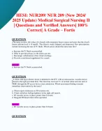 HESI Review: Medical Surgical Nursing 4 (NUR209) – Fortis – Academic Year 2024/2025 – Complete Prac