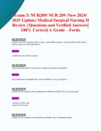Medical Surgical Nursing  (NUR209) – Fortis – Academic Year 2024/2025 – Exam 3 Review with Verifie
