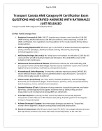 Transport Canada AME Category M Certification Exam QUESTIONS AND VERIFIED ANSWERS
