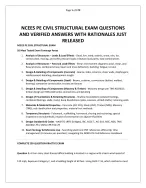 NCEES PE CIVIL STRUCTURAL EXAM QUESTIONS AND VERIFIED ANSWERS WITH RATIONALES