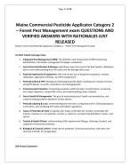 Maine Commercial Pesticide Applicator Category 2 – Forest Pest Management exam QUESTIONS & answers