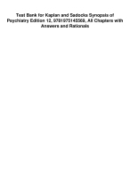 Test Bank for Kaplan & Sadocks Synopsis of Psychiatry 12th Edition