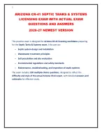 ARIZONA CR-41 SEPTIC TANKS & SYSTEMS LICENSING EXAM WITH ACTUAL EXAM QUESTIONS AND ANSWERS