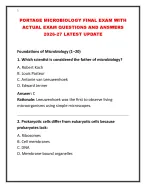 PORTAGE MICROBIOLOGY FINAL EXAM WITH ACTUAL EXAM QUESTIONS AND ANSWERS 2026-27 LATEST UPDATE