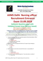 AIIMS Nursing officer Question paper with Key 2019