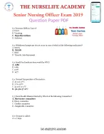 Senior Nursing Officer Exam 2019 Question Paper PDF