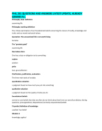 PHIL 201 QUESTIONS AND ANSWERS LATEST UPDATE, ALREADY  GRADED A+.